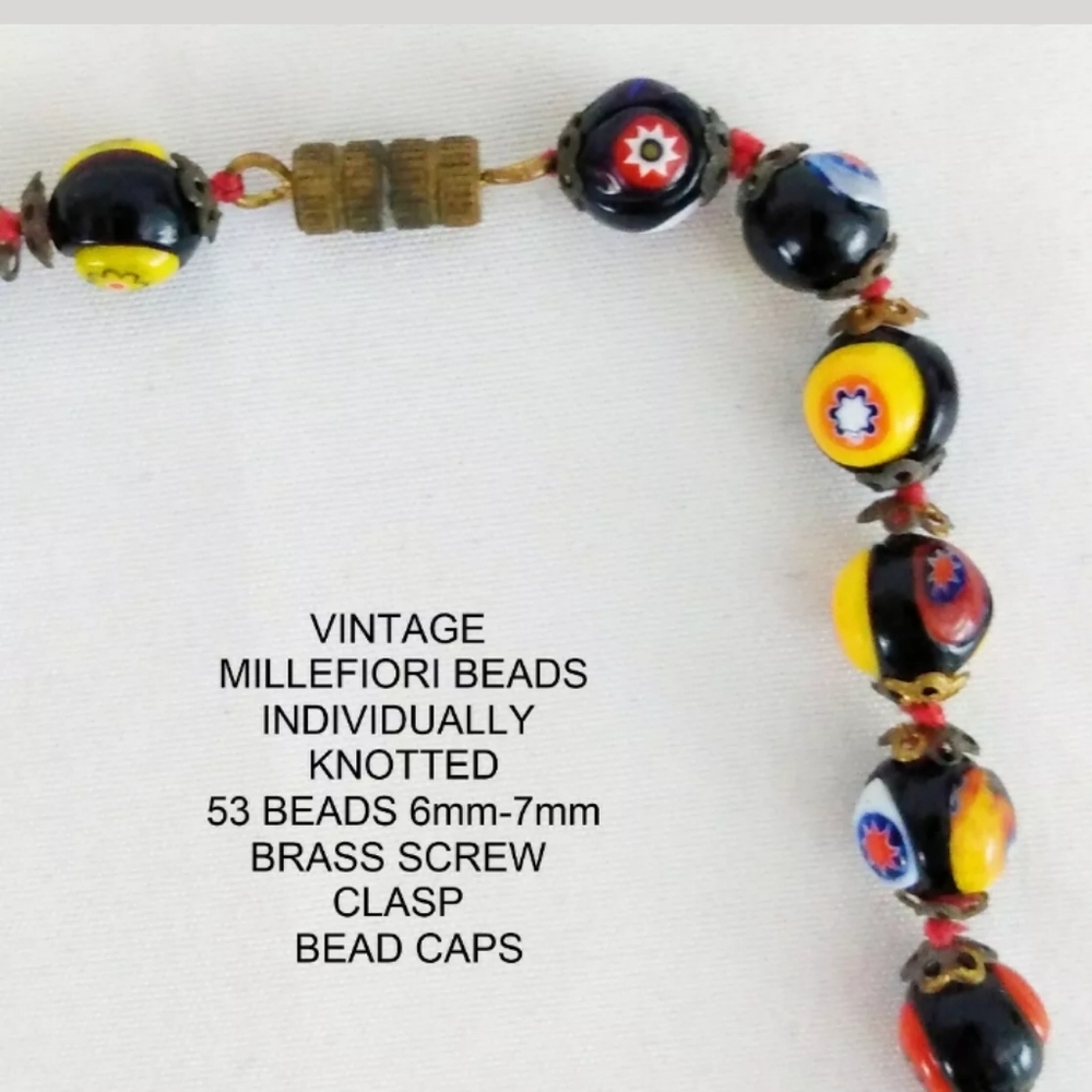 Vintage Venetian Murano Millefiori Glass 53 Bead - Picture 5 of 6